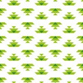 White seamless pattern with green Aztec elements