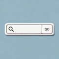 White Search Bar on Blue Background Minimalist Design, Search Icon, GO Button, Web UI, UX, Search Engine Search bar, UI design Royalty Free Stock Photo