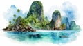 Thai Island Watercolor Painting: Serene Faces And Delicate Landscapes