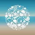 White seashell silhouette round concept