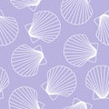 White seashells on a purple background sea ocean shell pattern s