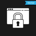 White Secure your site with HTTPS, SSL icon isolated on black background. Internet communication protocol. Vector