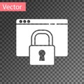 White Secure your site with HTTPS, SSL icon isolated on transparent background. Internet communication protocol. Vector