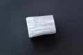 White selenite, variety of the mineral gypsum, zen meditation stones, black background