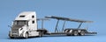 White semi truck with black inserts with carrying capacity of up to five tons perspective view 3d render on blue background