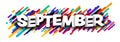 September word over colorful brush strokes background