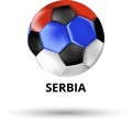 Serbia card with soccer ball in colors of national flag. Royalty Free Stock Photo