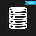 White Server, Data, Web Hosting icon isolated on black background. Vector Royalty Free Stock Photo