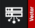 White Server, Data, Web Hosting icon isolated on black background. Vector Royalty Free Stock Photo