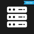 White Server, Data, Web Hosting icon isolated on black background. Vector Royalty Free Stock Photo