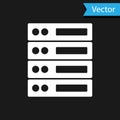 White Server, Data, Web Hosting icon isolated on black background. Vector Royalty Free Stock Photo