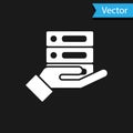 White Server, Data, Web Hosting icon isolated on black background. Vector Illustration. Royalty Free Stock Photo