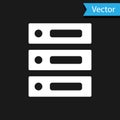 White Server, Data, Web Hosting icon isolated on black background. Vector Illustration Royalty Free Stock Photo