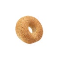 White Sesame Bagel isolated on white background with clipping path. Royalty Free Stock Photo