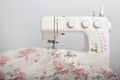 White sewing machine. Lightweight Tulle Curtain Fabric