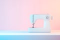 White sewing machine on pastel background. (2 Royalty Free Stock Photo