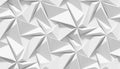 White Shaded Abstract Geometric Pattern. Origami Paper Style. 3D Rendering Background.