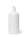 White Shampoo or body care cosmetic bottle with dispenser isolated on .