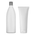 White shampoo bottle mockup. Cosmetic cream tube