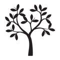 Black shape of Tree with Leaves. Vector outline Illustration. Plant in Garden Royalty Free Stock Photo