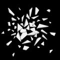 White shards on black background. Abstract explosion. Vector illustration