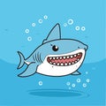 White shark fish underwater vector cartoon Royalty Free Stock Photo