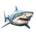 Playful Caricature Of A White Shark In Hyper-realistic Style
