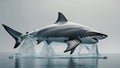 white shark trapped in an ice coffin floating in the void Royalty Free Stock Photo