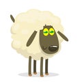 White Sheep Cartoon Mascot Character Standing. Vector Illustration Isolated on white. Royalty Free Stock Photo