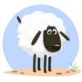 White Sheep Cartoon Mascot Character Standing. Vector Illustration Isolated on white. Royalty Free Stock Photo