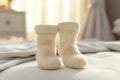 White sheep wool socks for baby