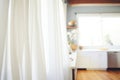 white sheer curtains blowing in a soft breeze Royalty Free Stock Photo