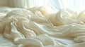 A white sheet on a bed with some ruffles in it, AI