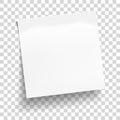 White sheet of note paper isolated on transparent background. Sticky note. Mockup of white note paper. Vector illustration