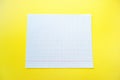 A white sheet of paper in a cage on a bright yellow background. Royalty Free Stock Photo
