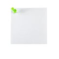 White sheet of paper pinned, mock up, copyspace isolated on white Royalty Free Stock Photo