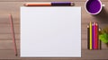 white sheet of paper and a set of colorful pencils Royalty Free Stock Photo