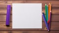 white sheet of paper and a set of colorful pencils Royalty Free Stock Photo