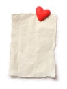 White sheet of paper for your text and red heart Royalty Free Stock Photo