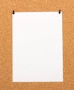 A white sheet pinned on cork Board