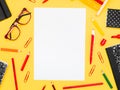 White sheet with school tools around Royalty Free Stock Photo