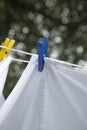 White Sheets Drying on a Clothes Line