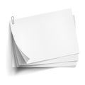 White sheets of paper with metal paper clip. Metal paper clip attached to paper. Stack of paper sheets. Vector illustration