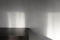 White shelf on wooden wall background texture Royalty Free Stock Photo