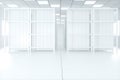 White shelves with white background, bright and spacious, 3d rendering Royalty Free Stock Photo