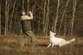 White shepherd with master