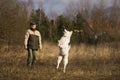 White shepherd with master