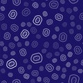 White Shield protecting from virus, germs and bacteria icon isolated seamless pattern on blue background. Immune system Royalty Free Stock Photo