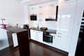 White and shiny kitchen interior