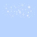 White shiny magical stars on blue, childish cartoon template, vector